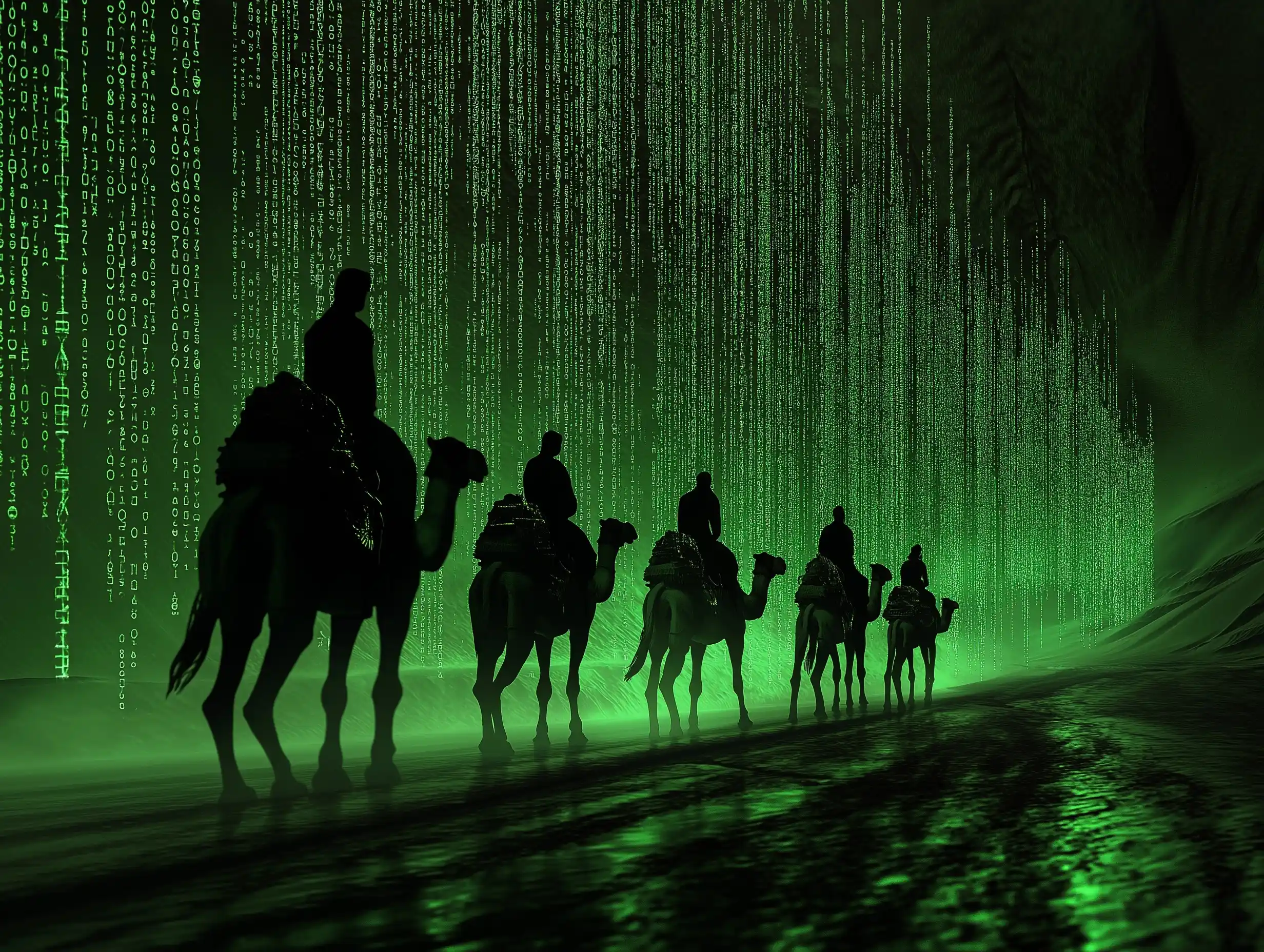 Matrix Camels in Desert