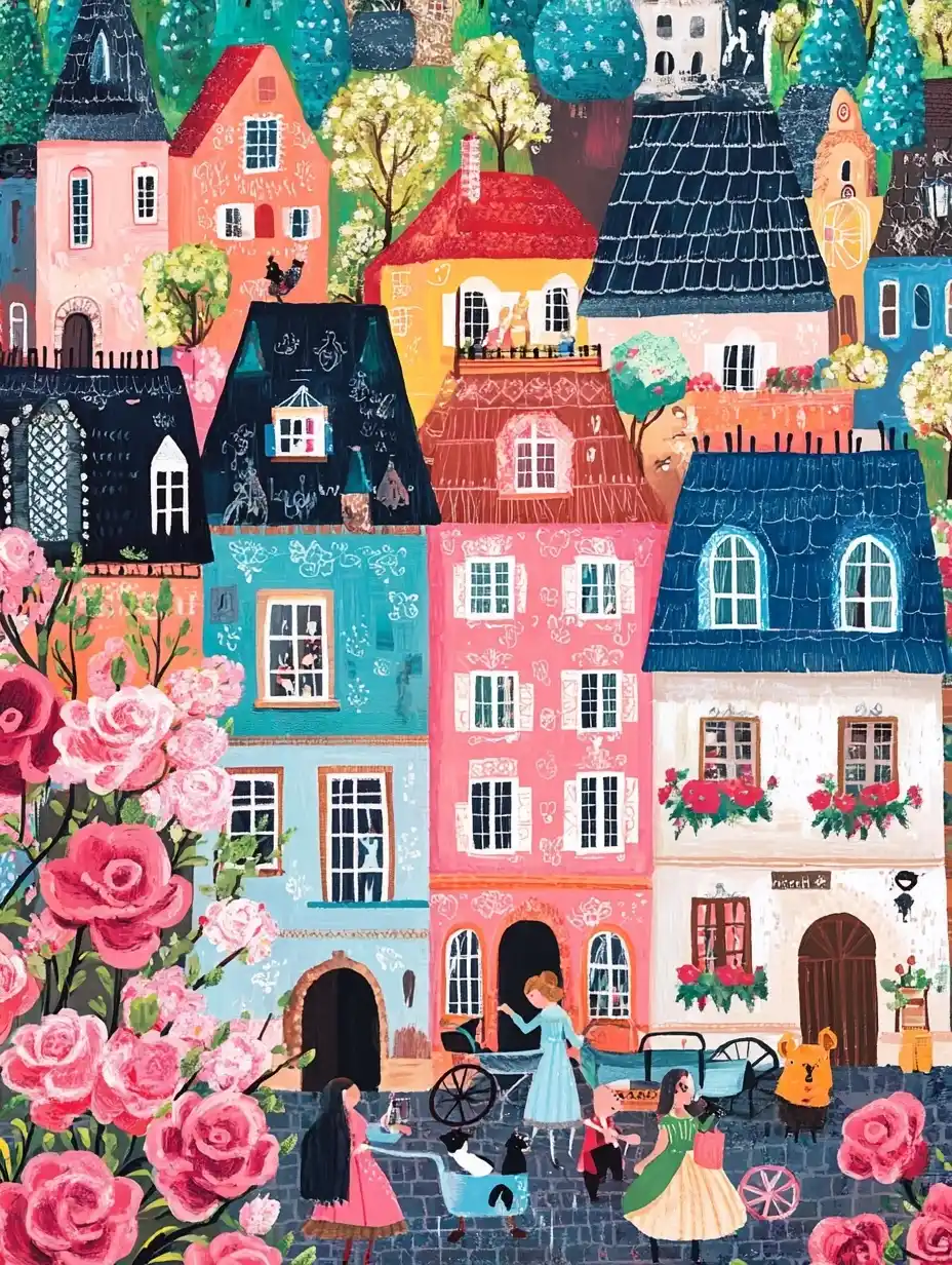 Colorful Castle Street Scene