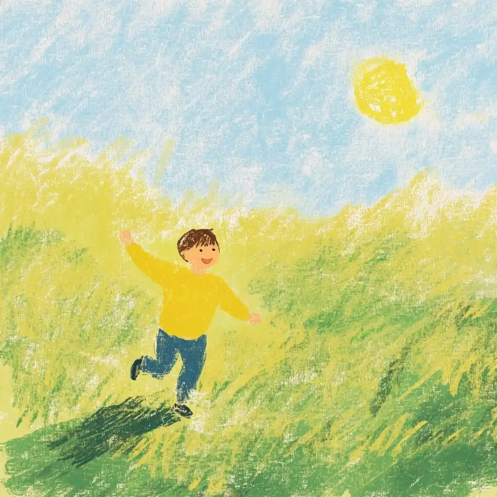 Minimalist Boy Running Field
