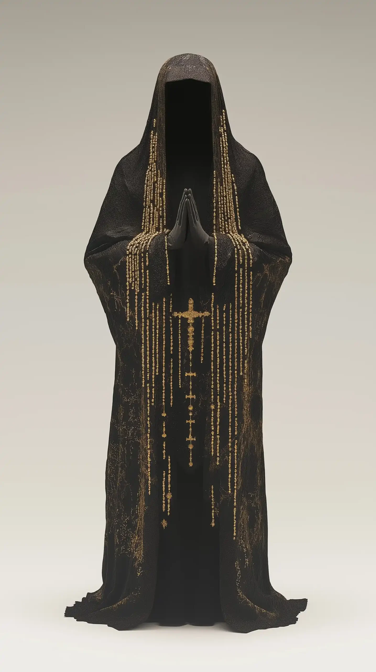 3D Figure in Black Fabric