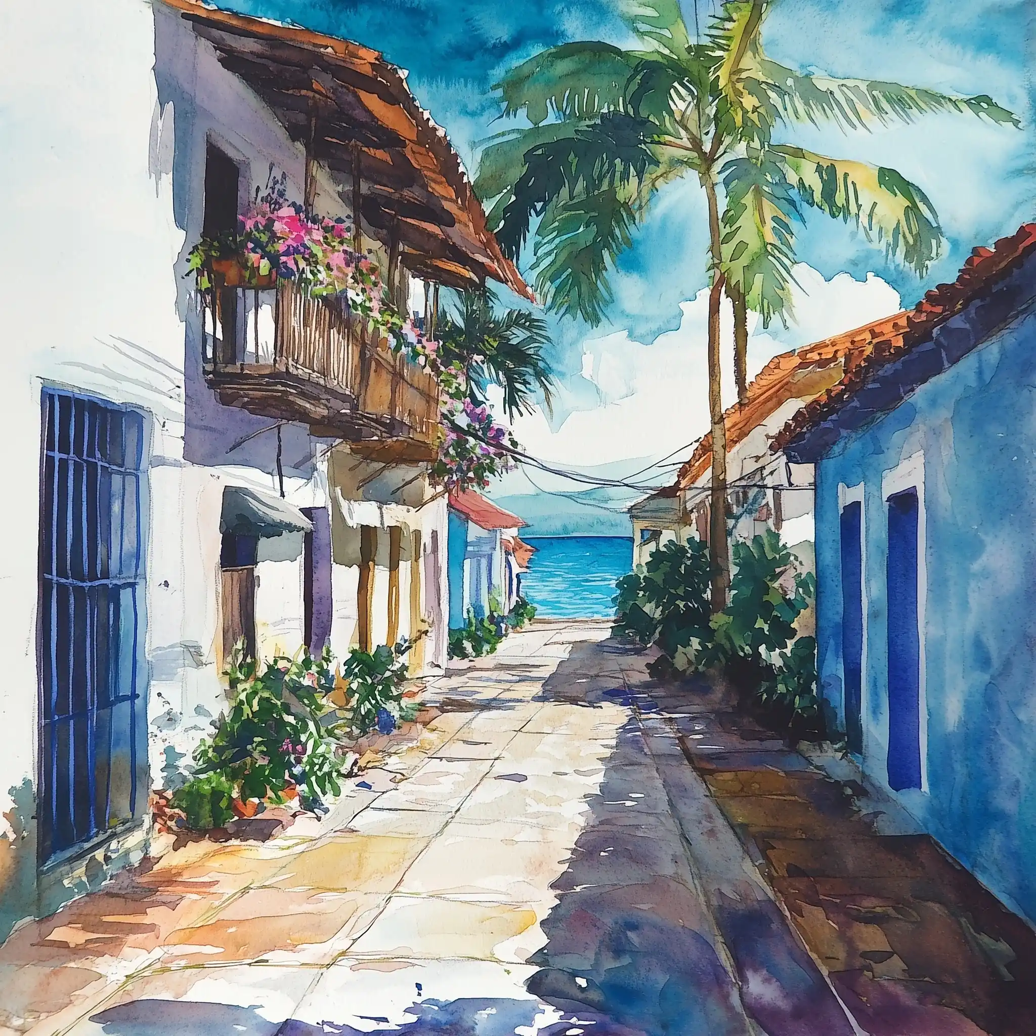 Watercolor Streetscape of Margarita