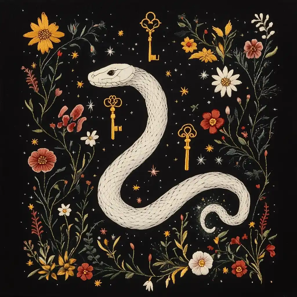 Embroidered Snake Tarot Print