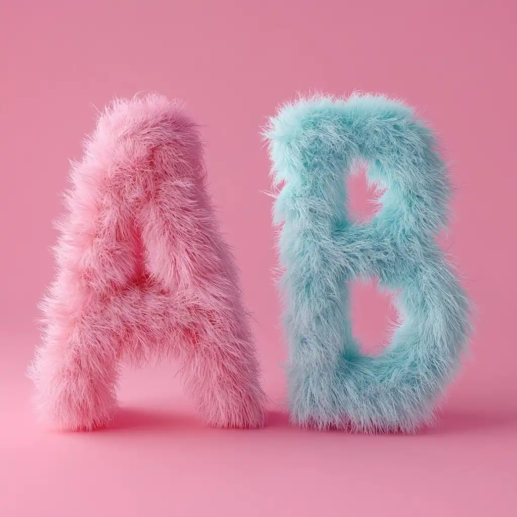Colorful Fluffy Letters A and B