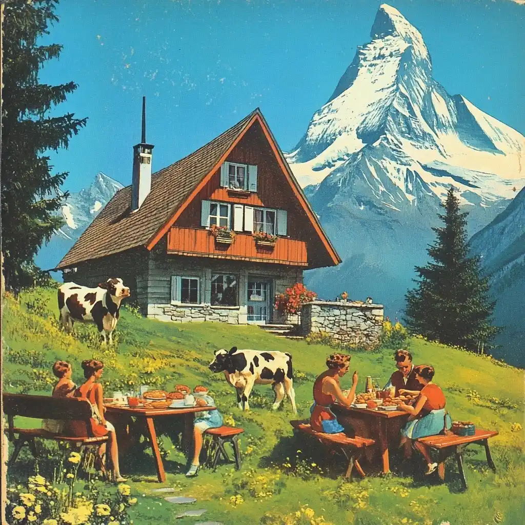 1960s Chalet Postcard Scene