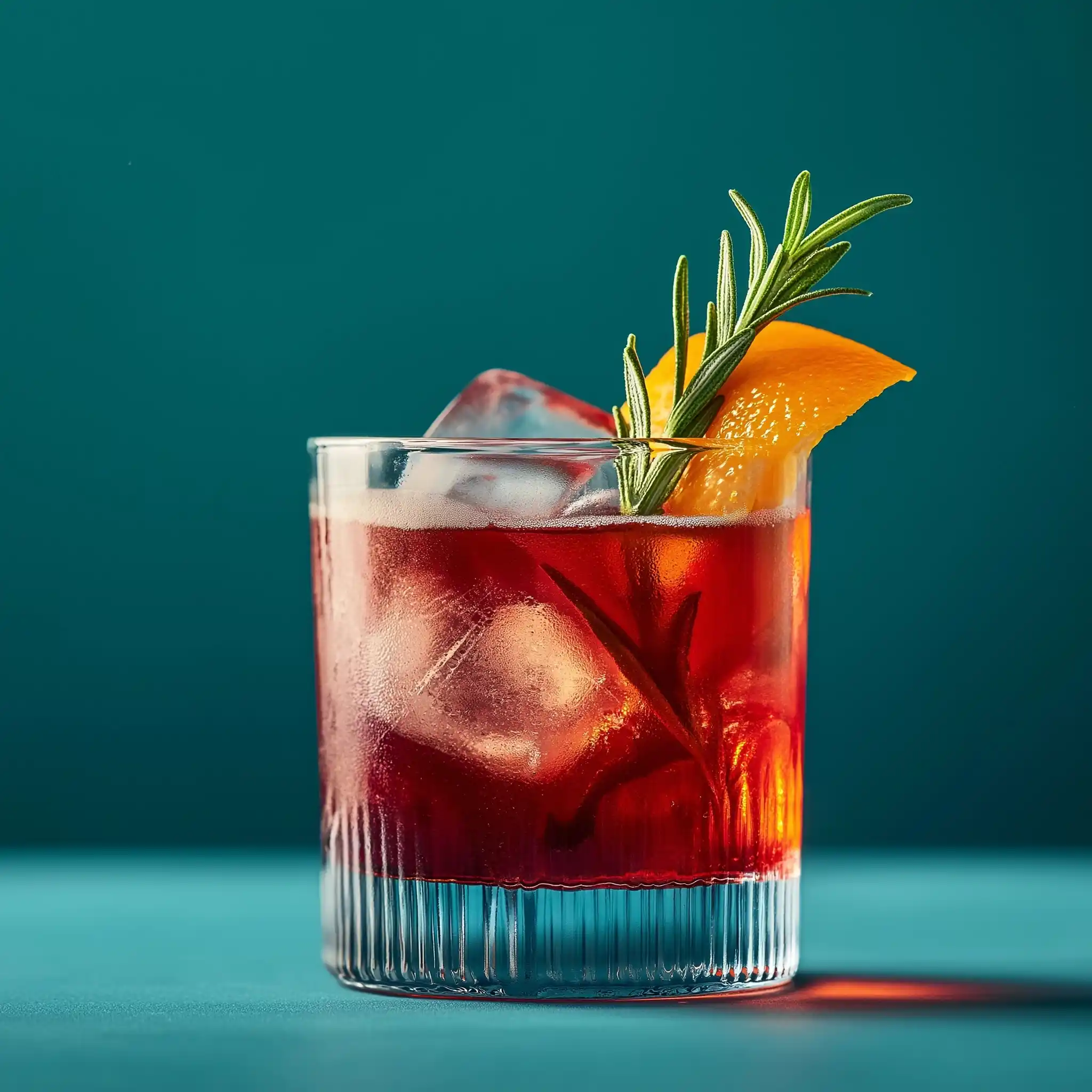 Cocktail with Garnish on Teal