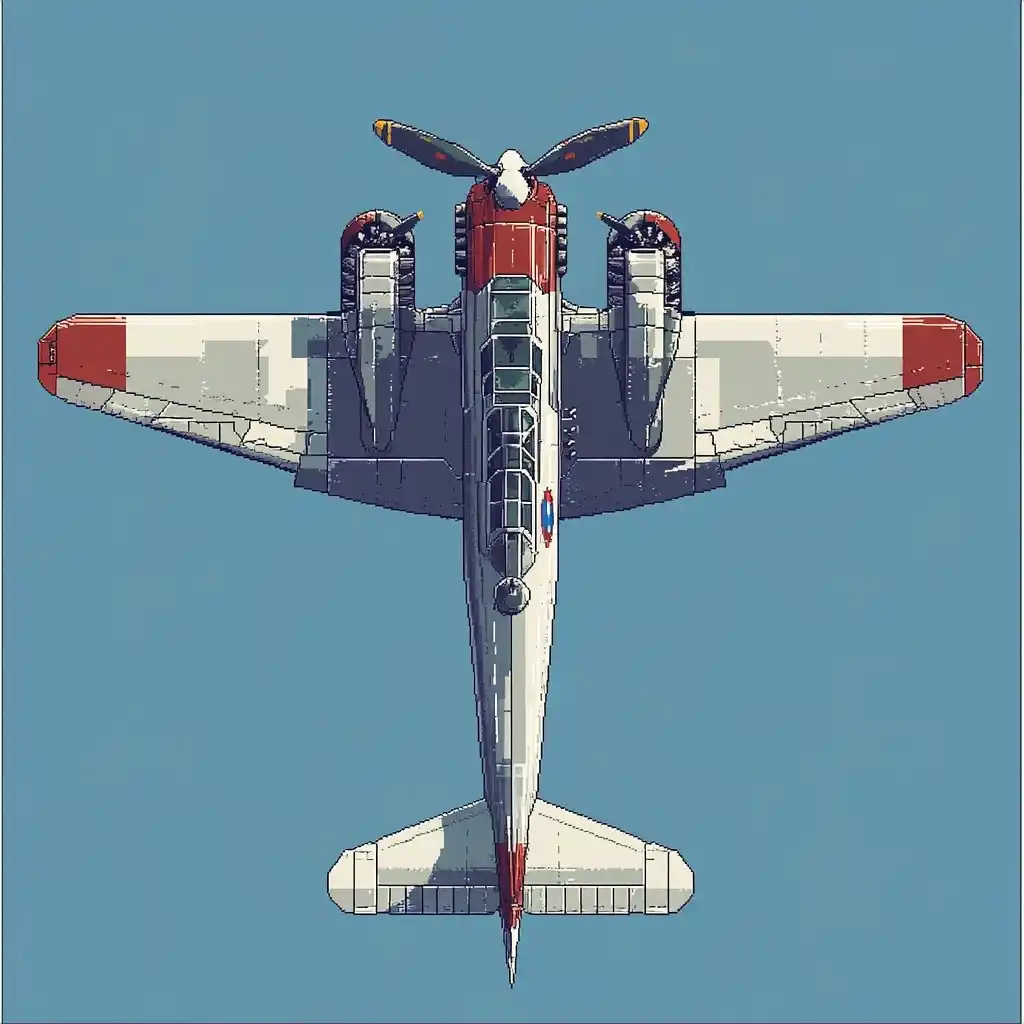 Pixel Art Vintage Airplane
