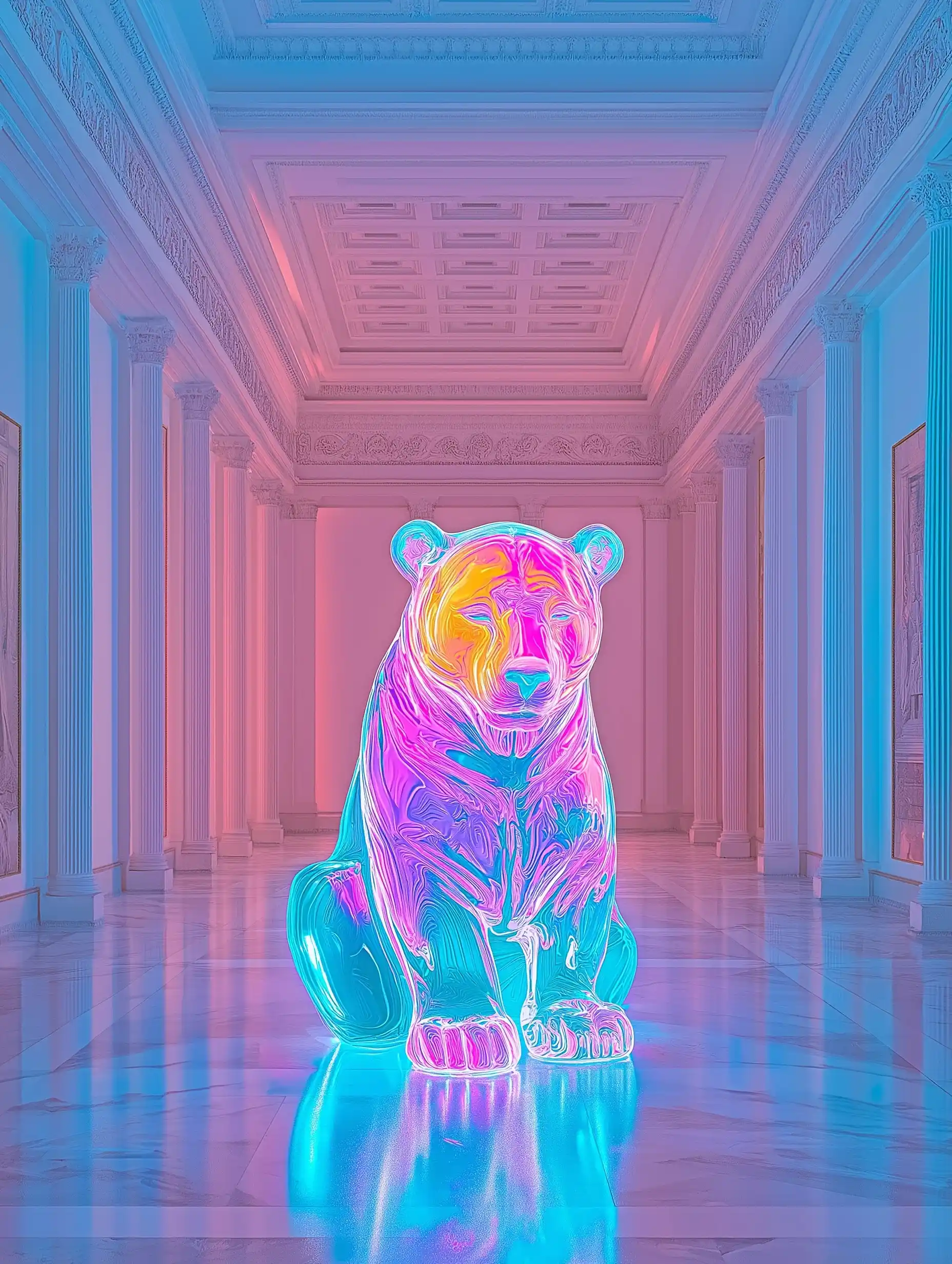 Neon Bear Sculpture Design