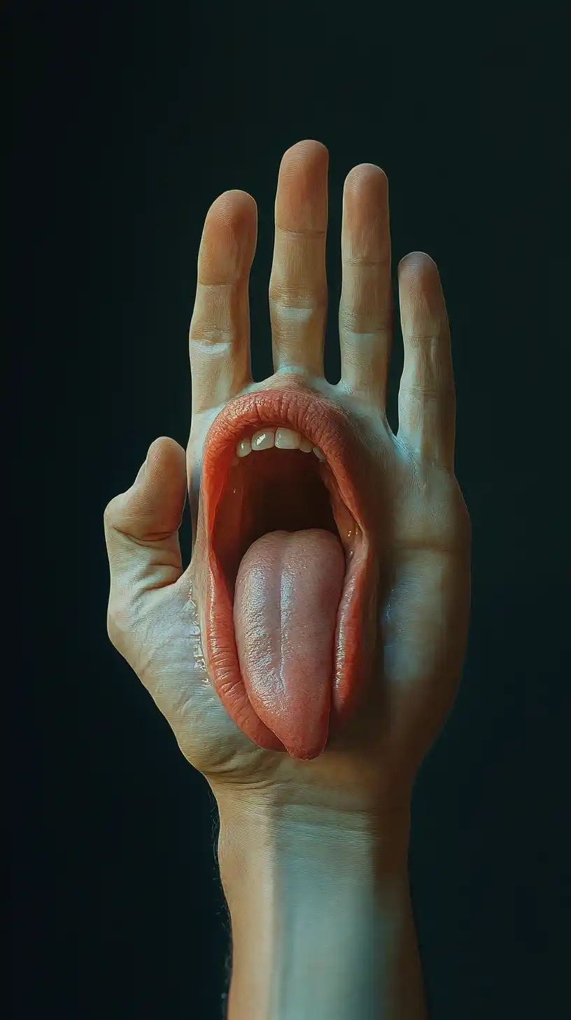 Realistic Tongue in Palm
