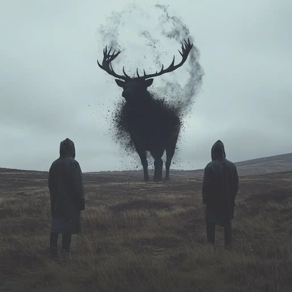 Hooded Figures and Disintegrating Stag
