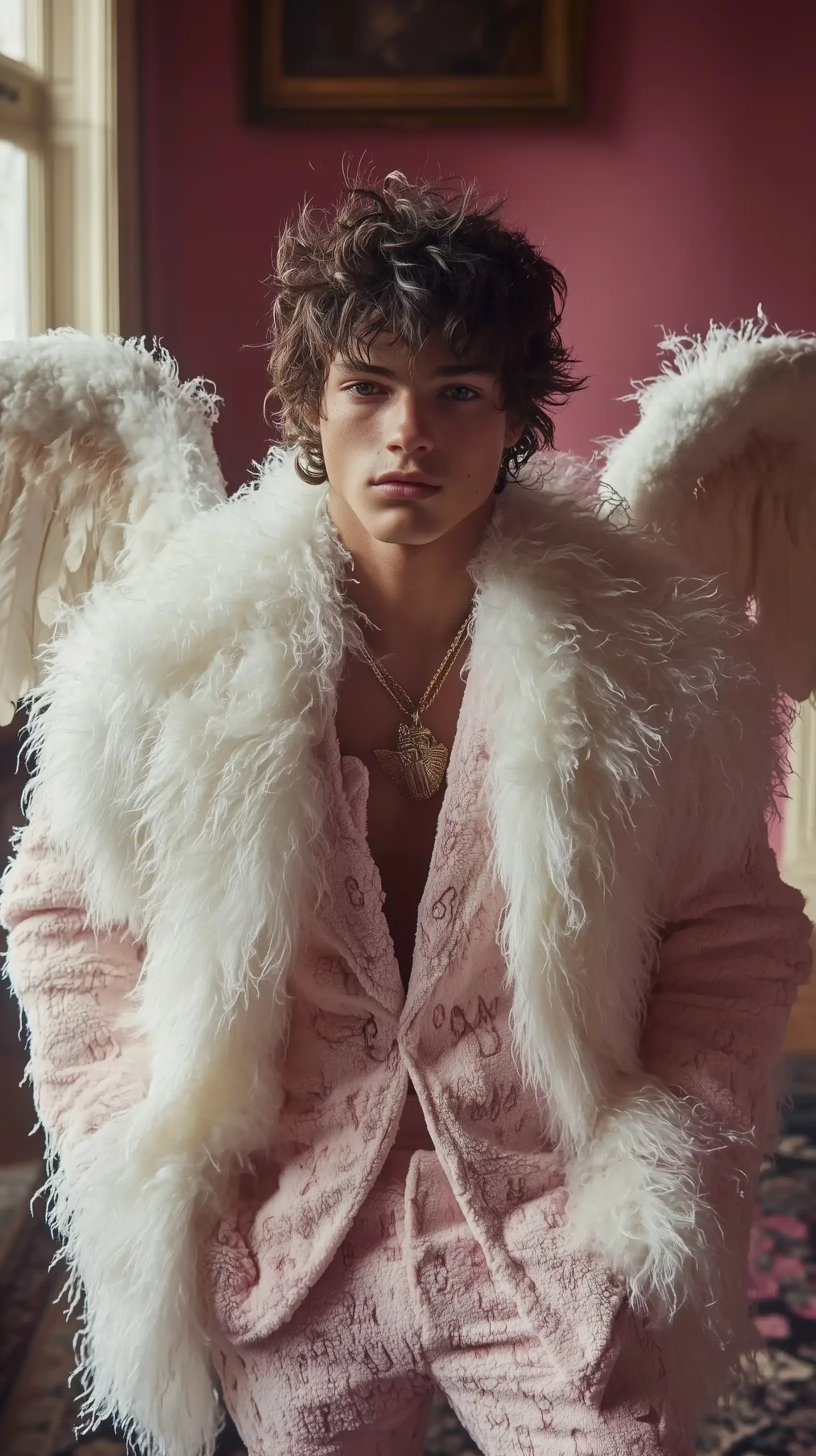Gucci Cupid Against Pink Wall