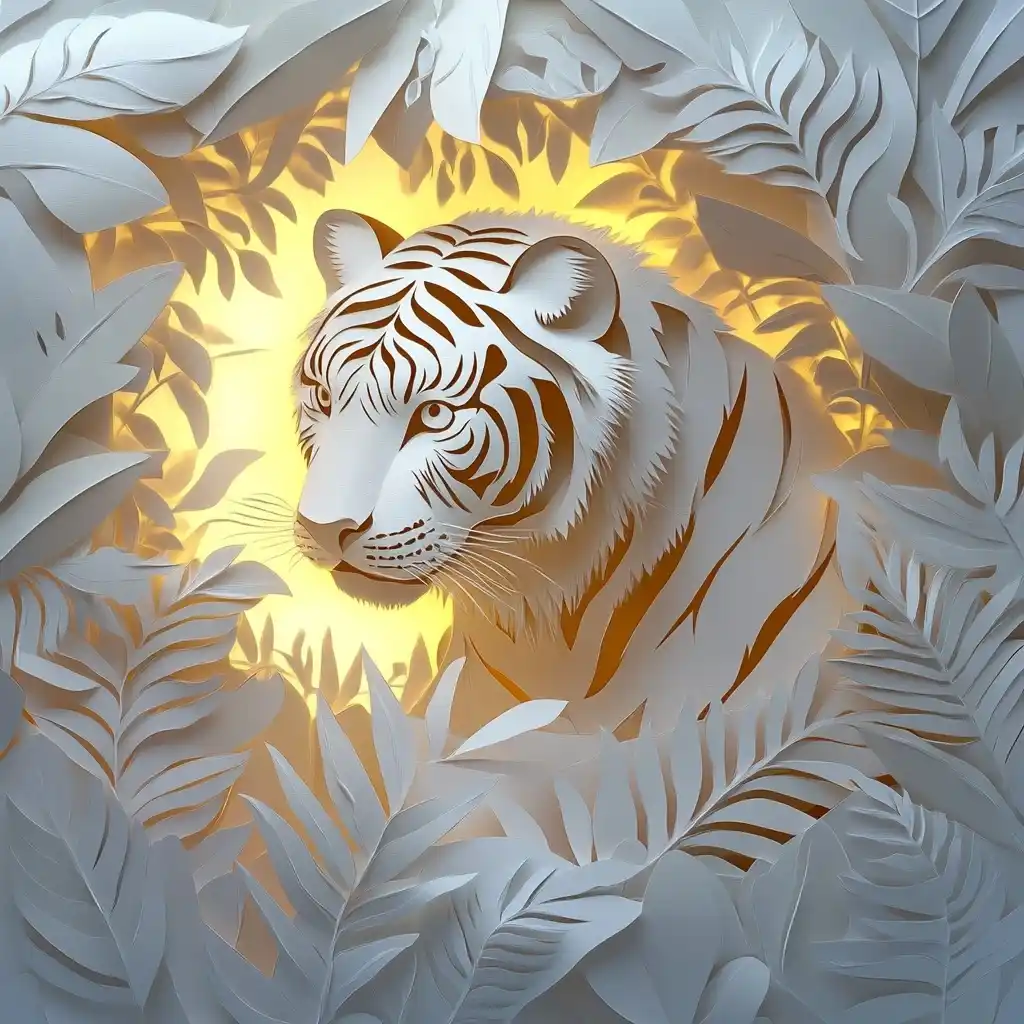 Paper Cut Siberian Tiger