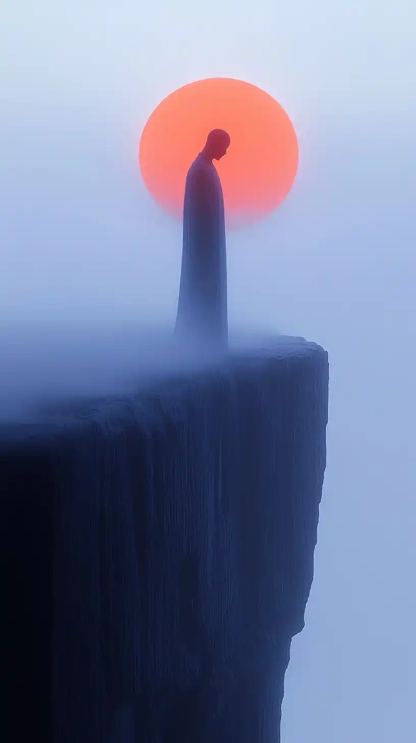 Silhouette in Sunset Landscape