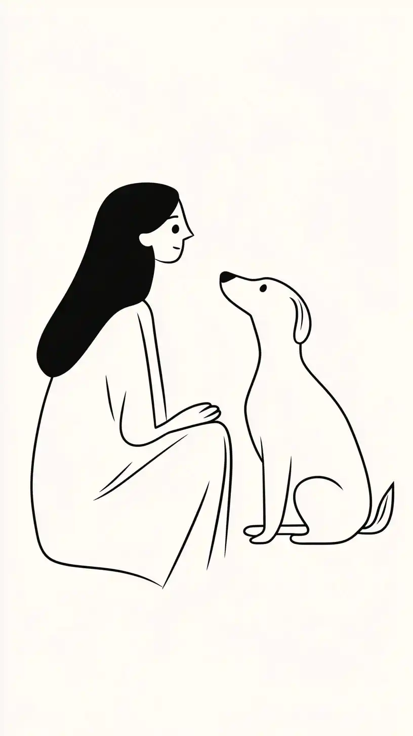 Minimalist Woman and Dog
