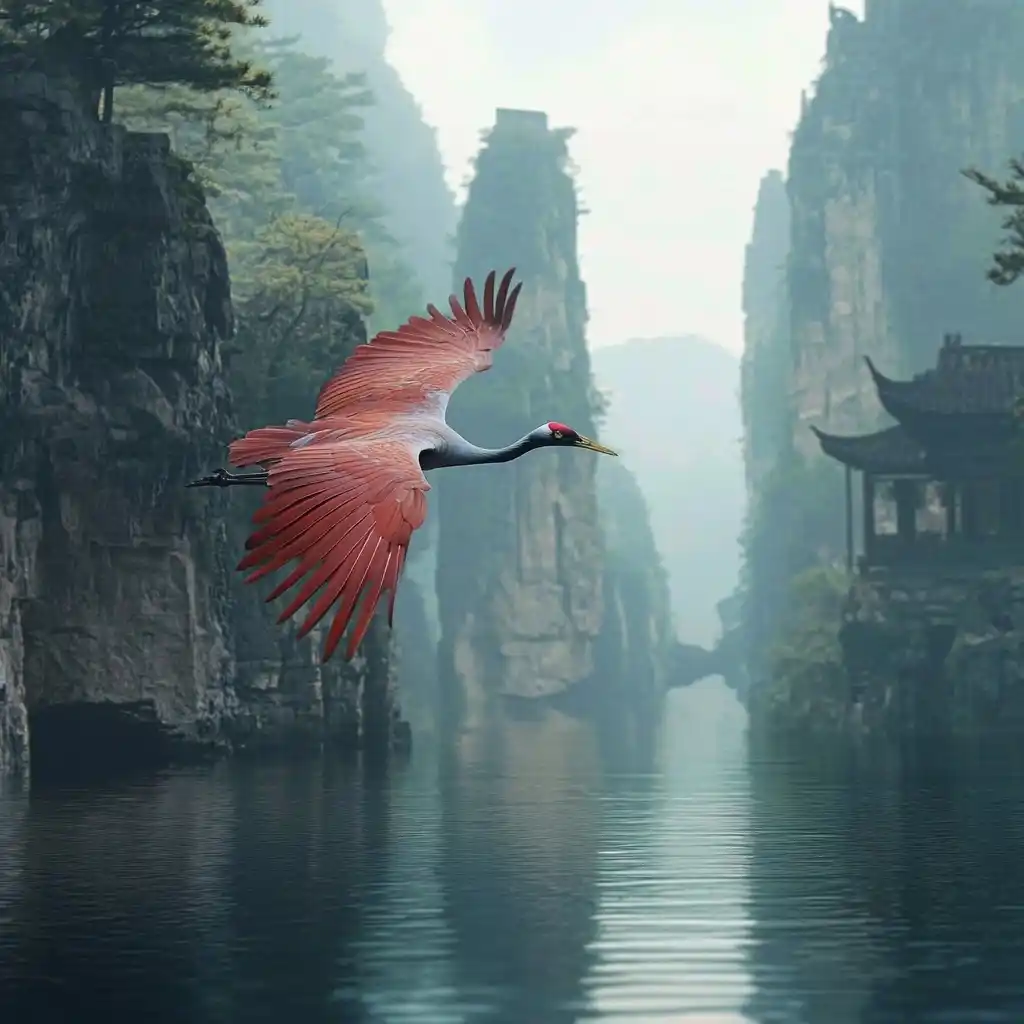 Crane Flying Ahead Scene