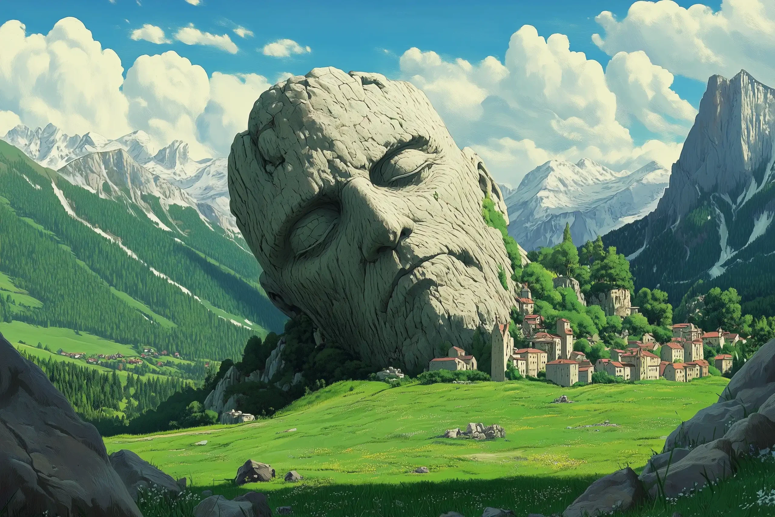 Giant Stone Figure in Alps