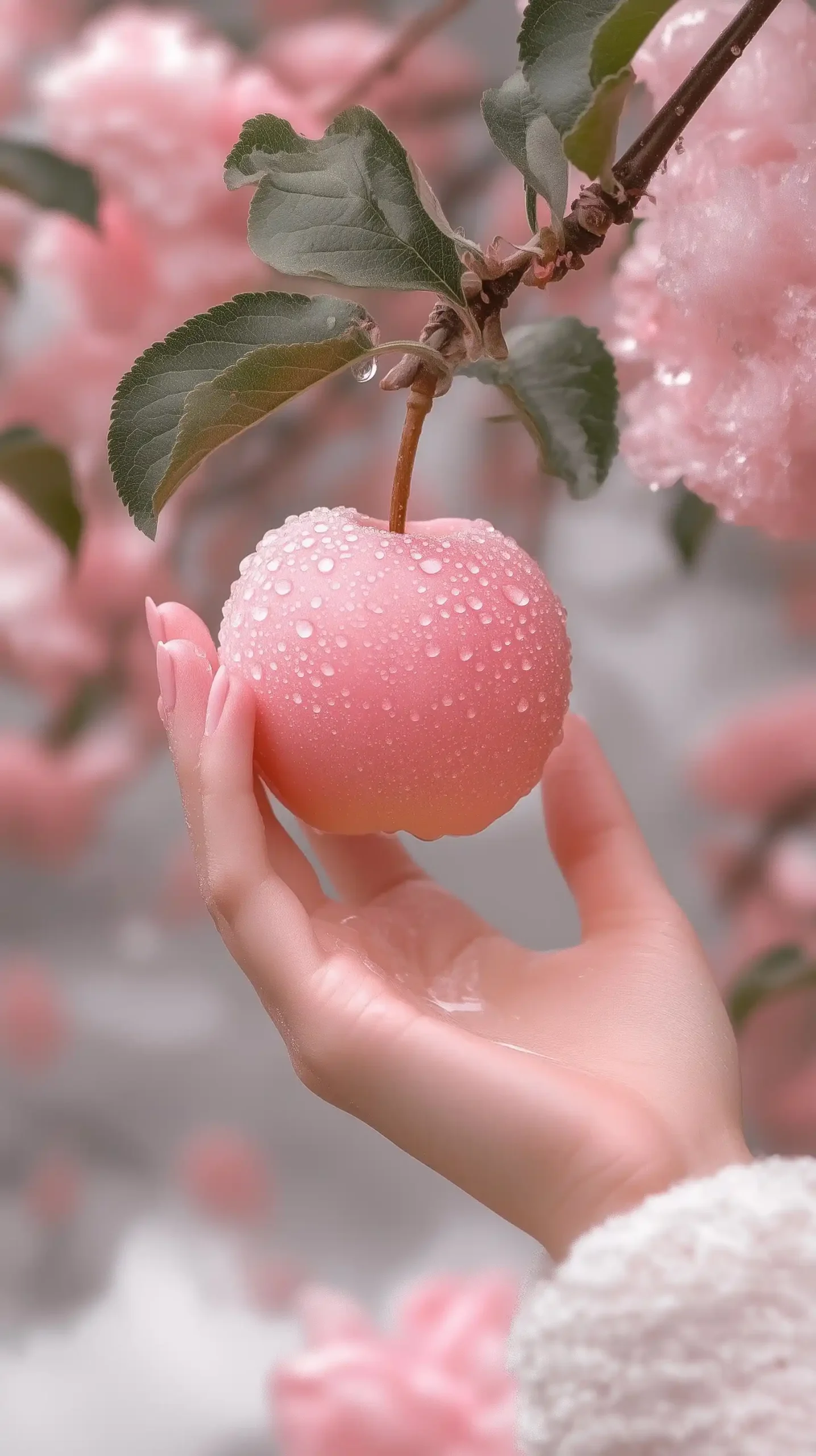 Delicate Hand Reaching Apple