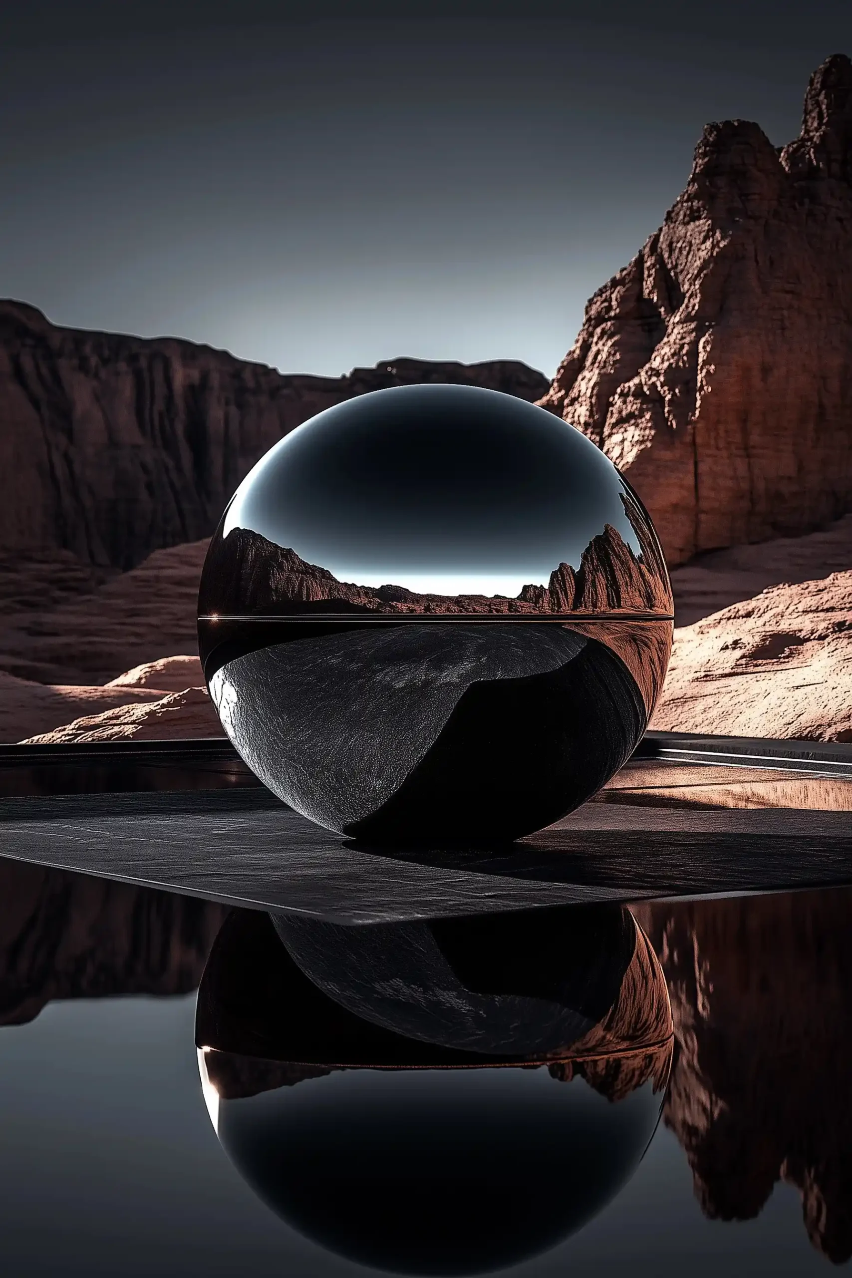Reflective Rose-Gold Sphere