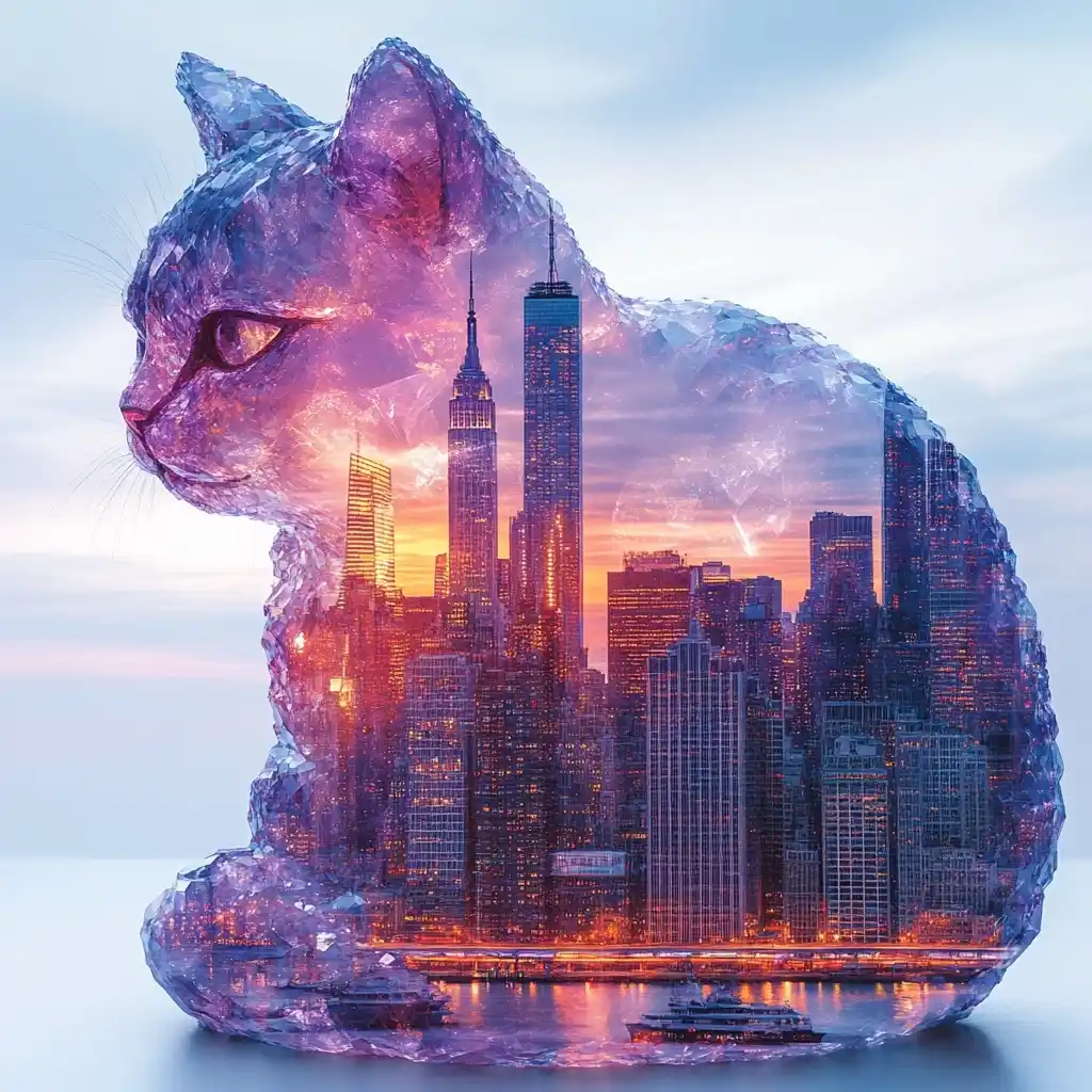 Gemstone Cat Double Exposure
