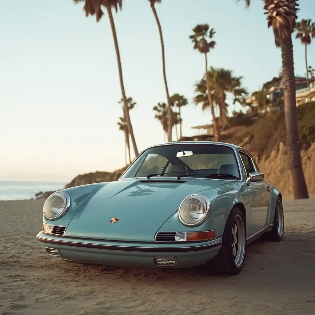 Turquoise Porsche at Malibu