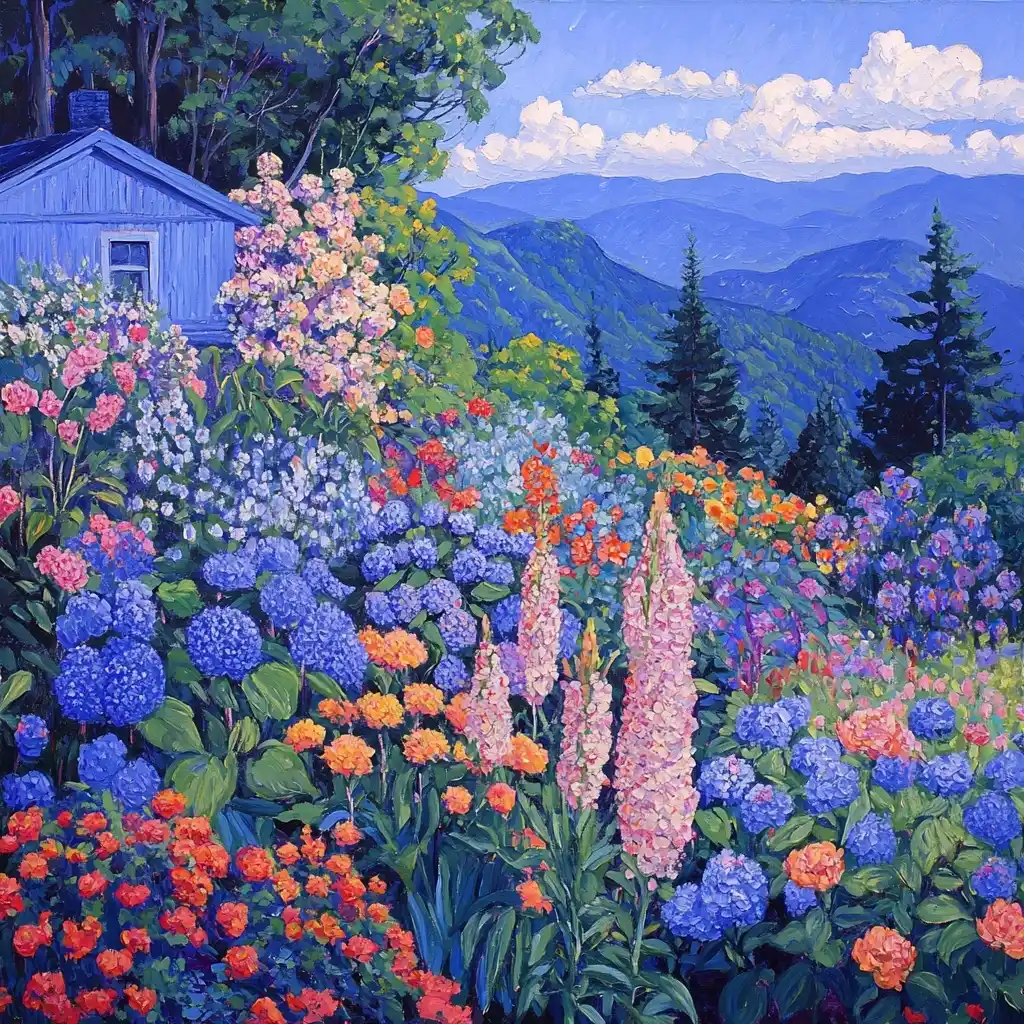 Chinoiserie Appalachian Garden Painting