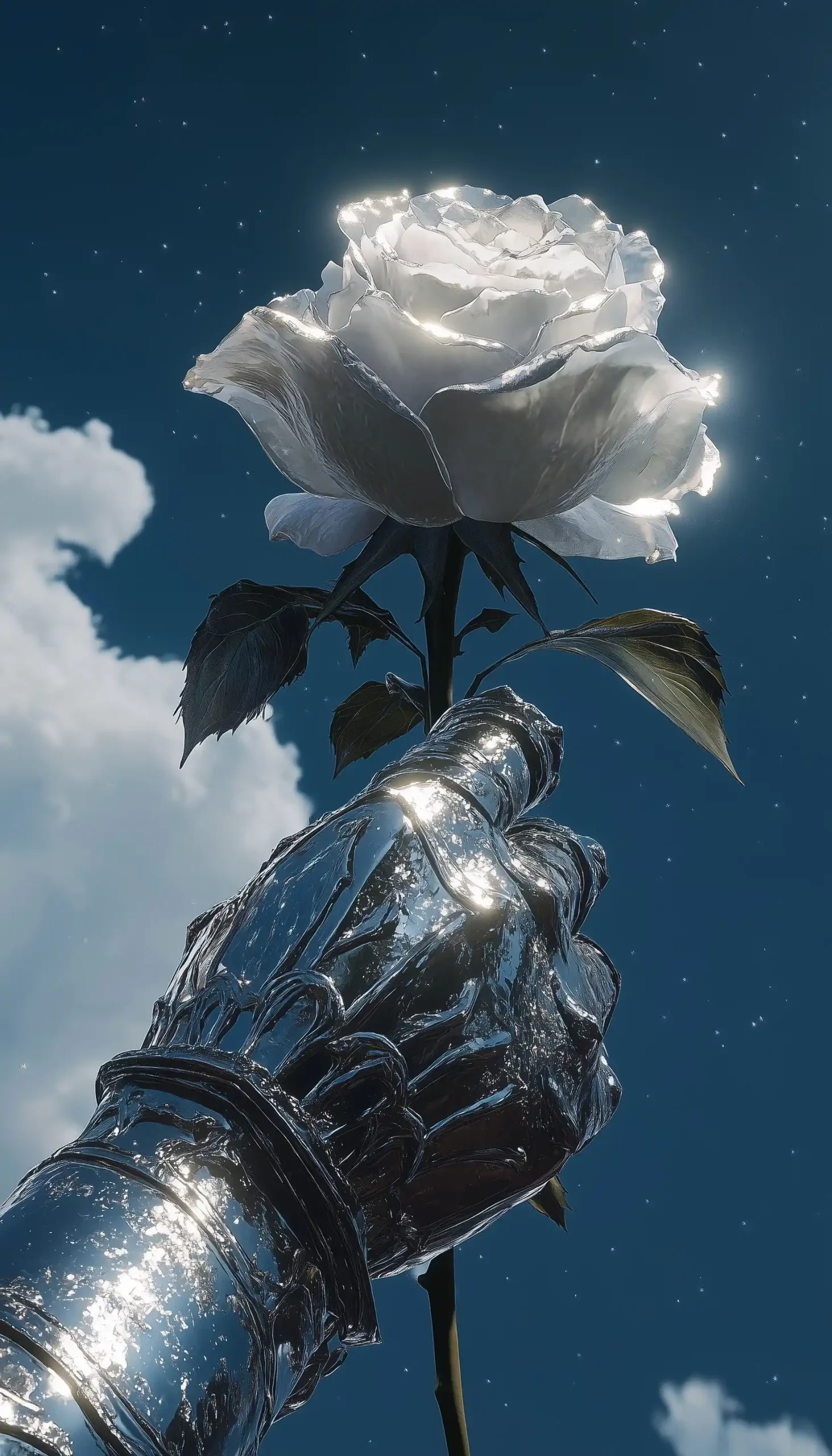 Detailed Knights Hand with Rose
