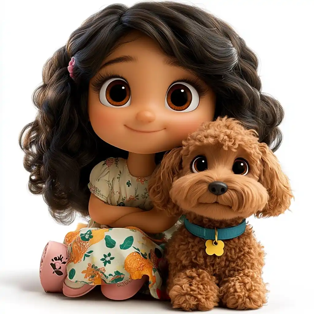 Curious Girl with Poodle