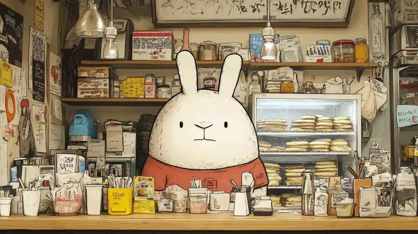 Cheerful Rabbit at Pancake Shop