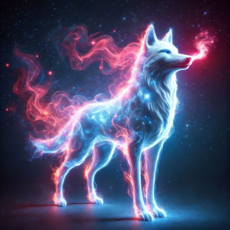 Ethereal Glowing Wolf With Smoke
