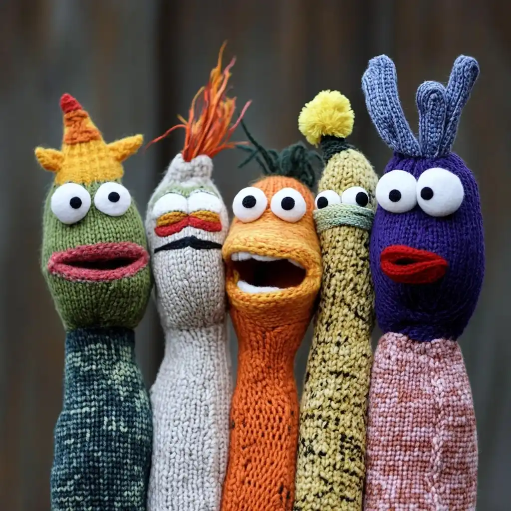 Patterned Sock Puppet Characters