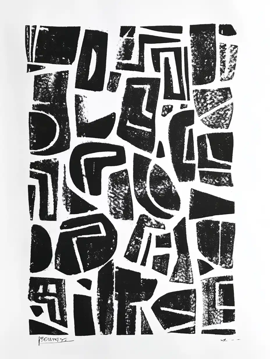Abstract Linocut Shapes