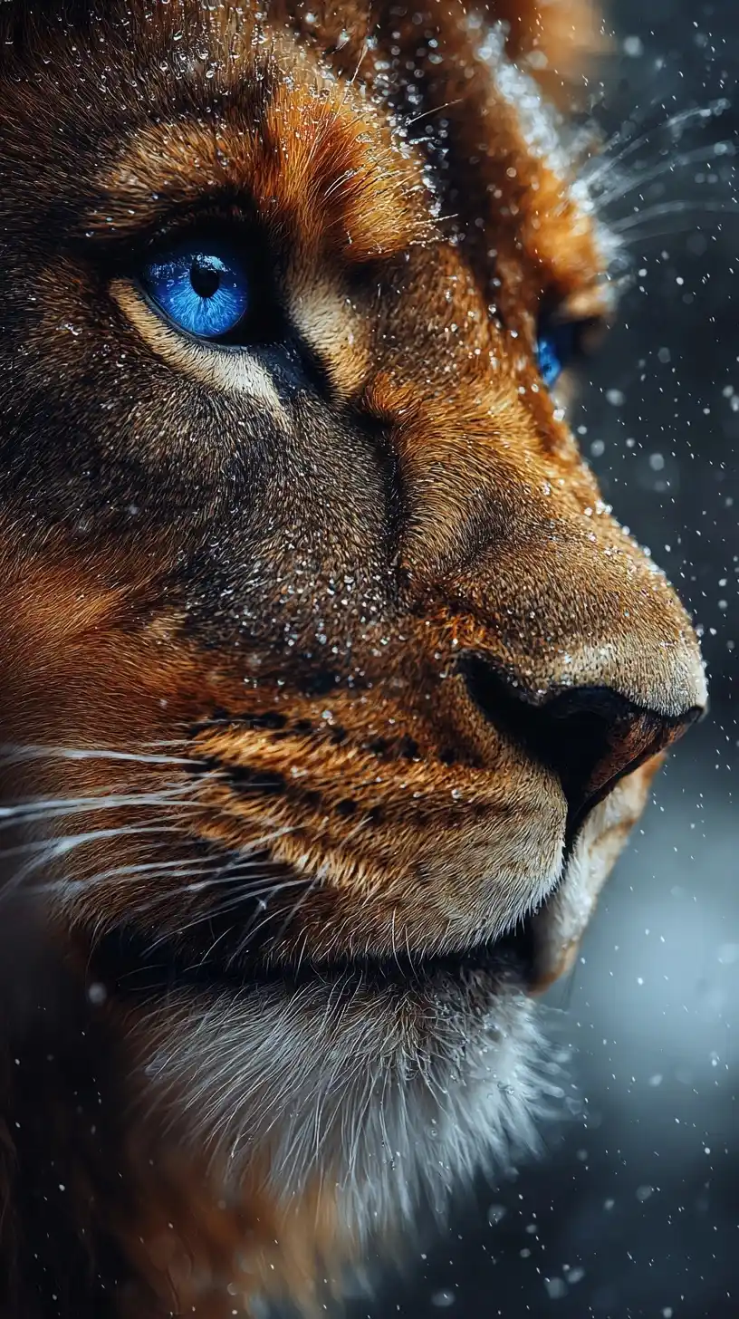 Blue-Eyed Lion in Rainforest
