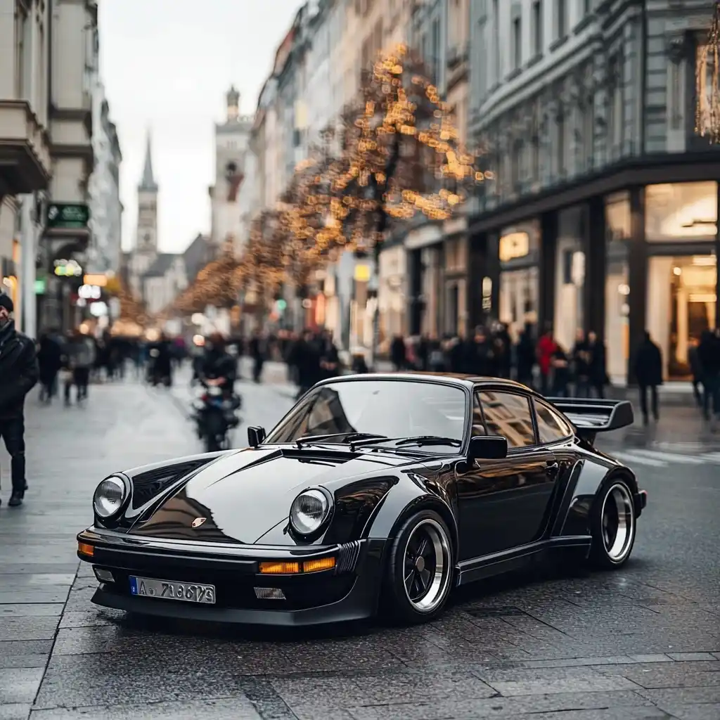 Glossy Black Porsche 930 Turbo