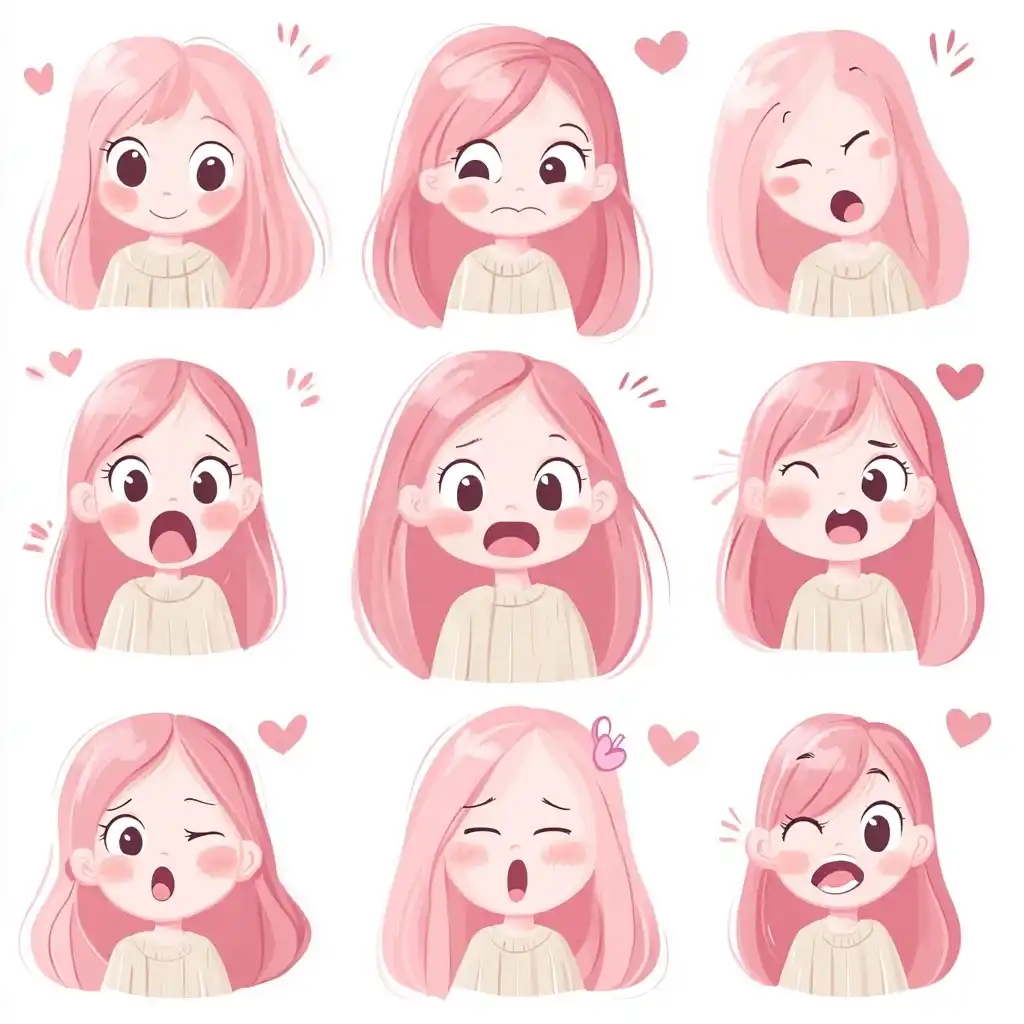 Watercolor Emoji Expressions Matrix