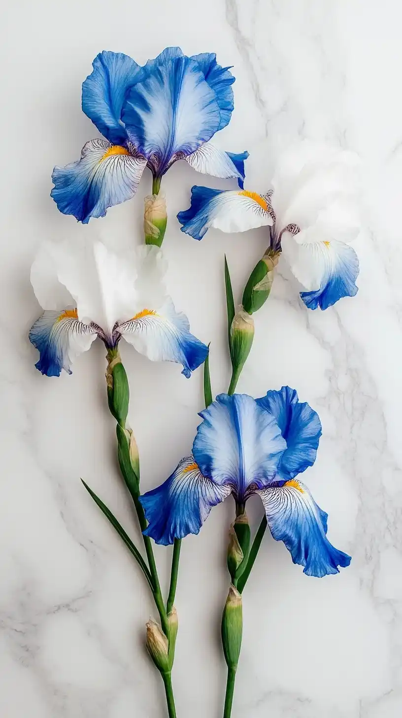 Hyper-Realistic Irises on Marble