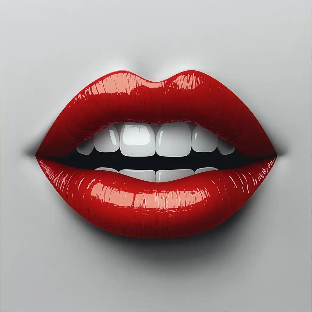 Realistic Red Lips Illustration