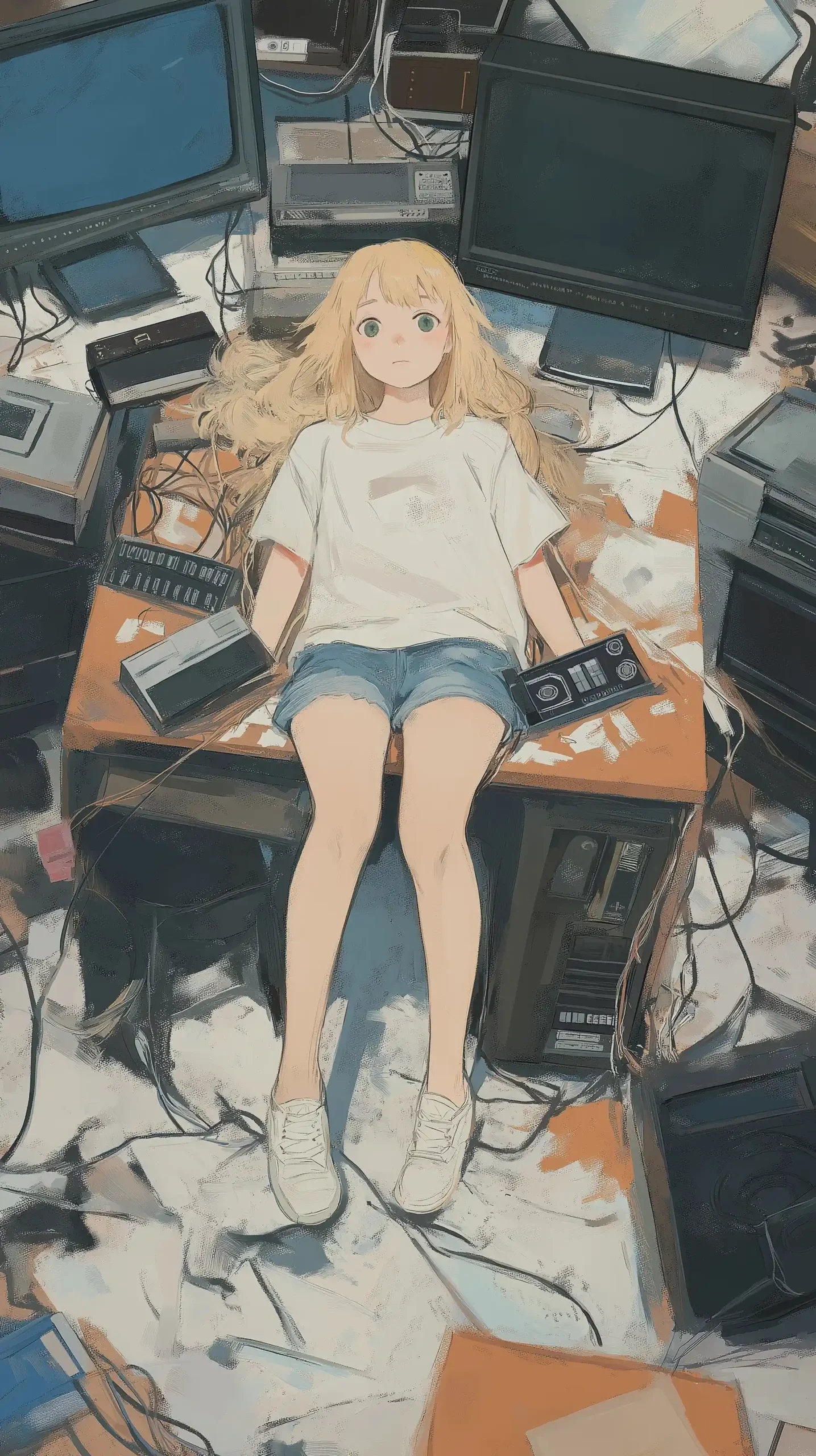 Blonde Girl on Desk