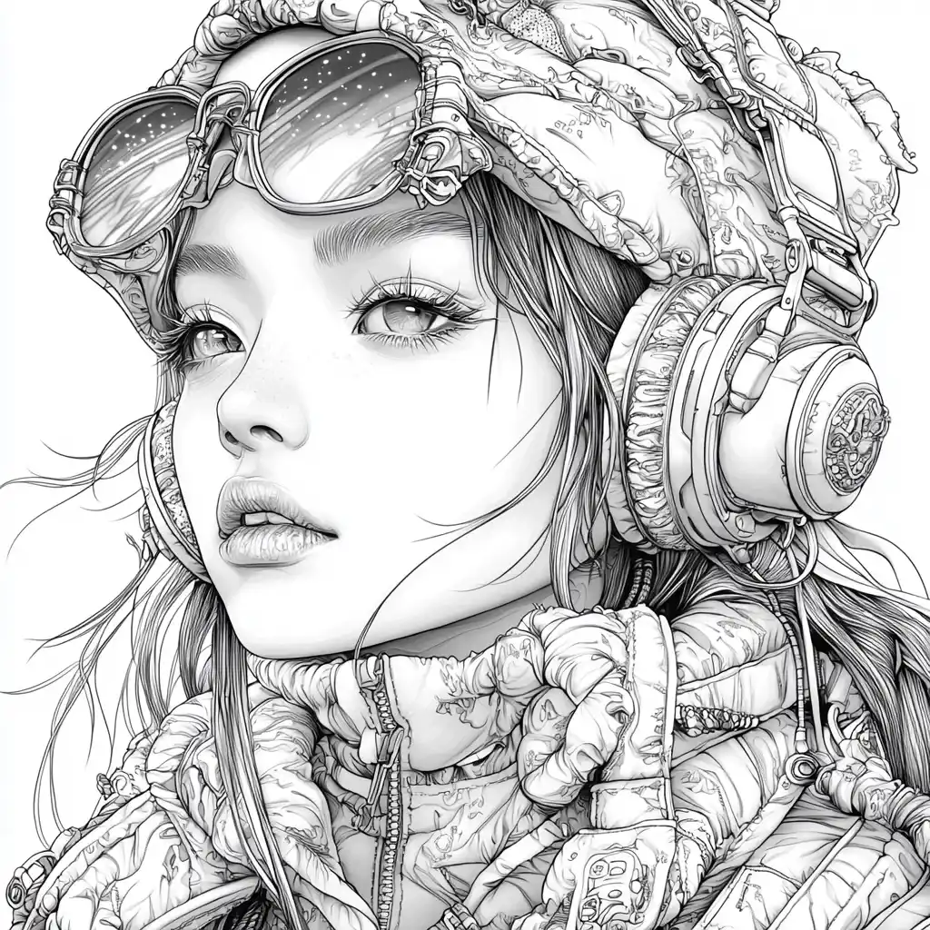Cyberpunk Nature Coloring Page