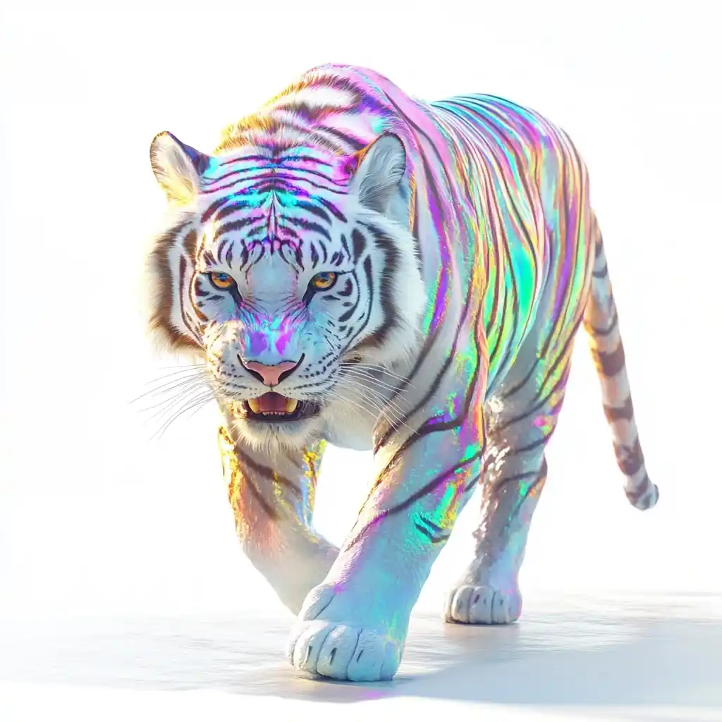Hyper-Realistic White Tiger