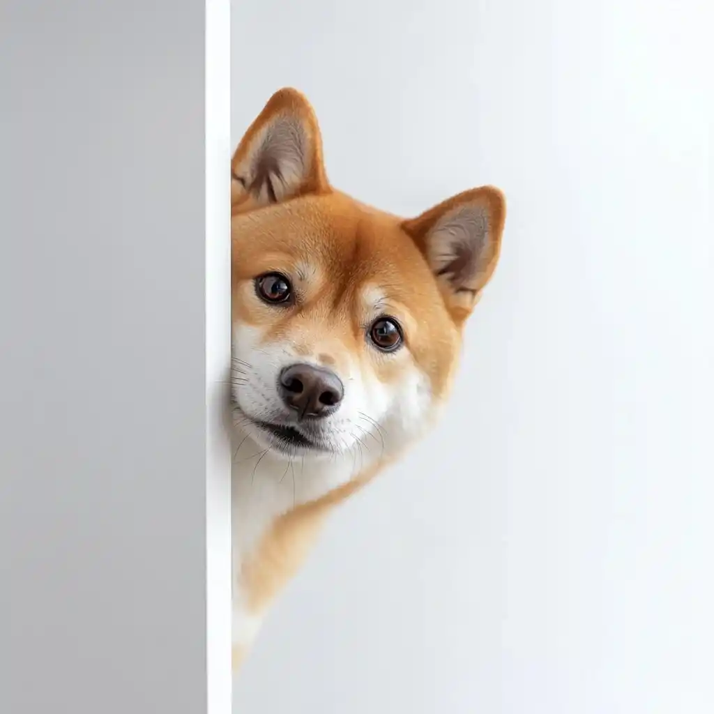 Shiba Inu Behind Wall