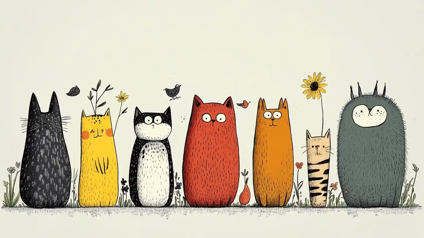 Cartoon Animals on Grass