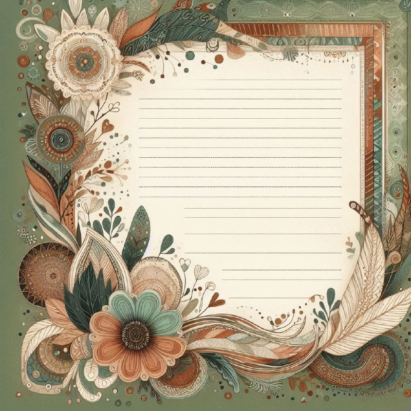 Boho Chic Blank Scrapbook Page Template With Florals