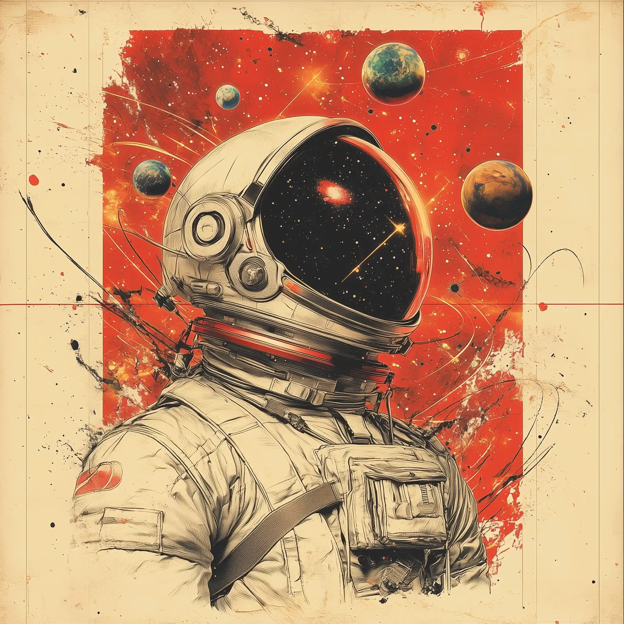 Astronaut Helmet Collage Design
