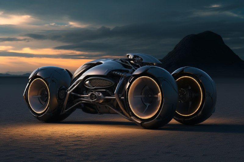 Futuristic Three Wheel Hyperbike Cinematic Photo