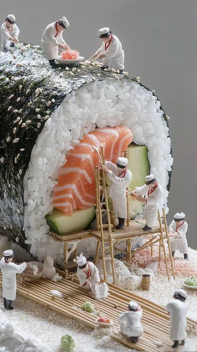 Macro Sushi Assembly Photography