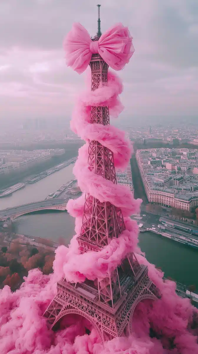 Eiffel Tower with Organza Ribbons