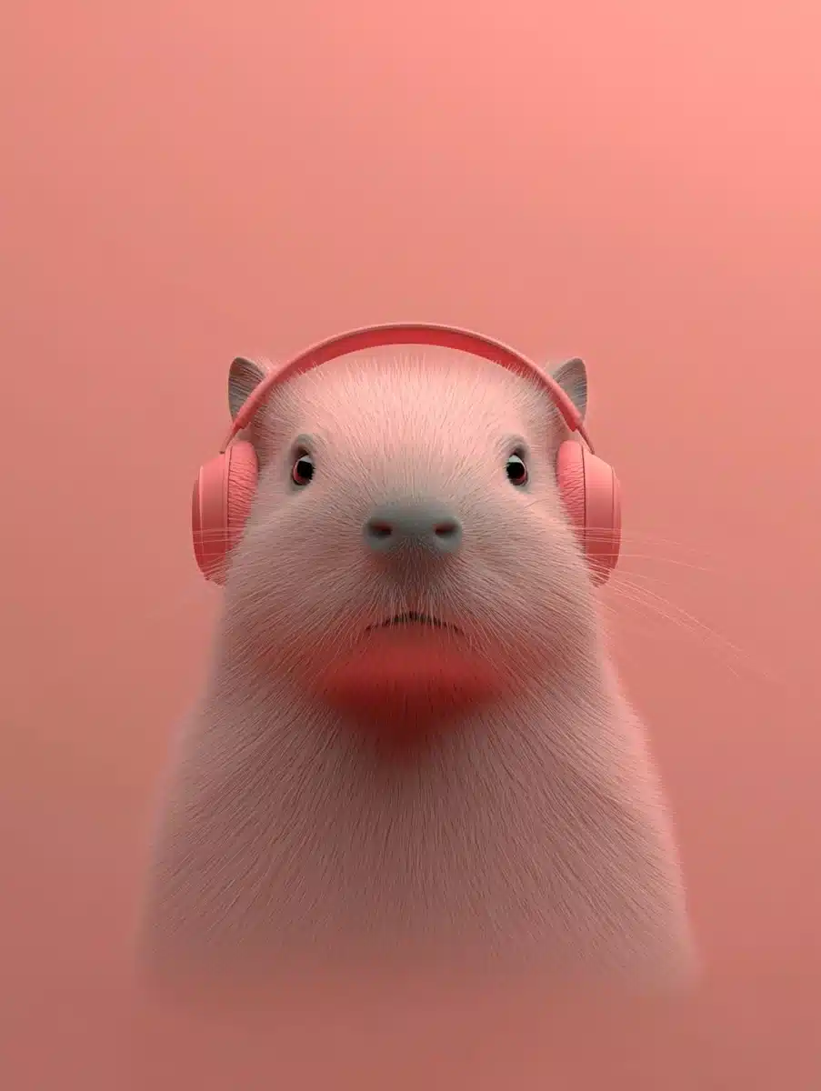 Capybara Portrait with Headphones