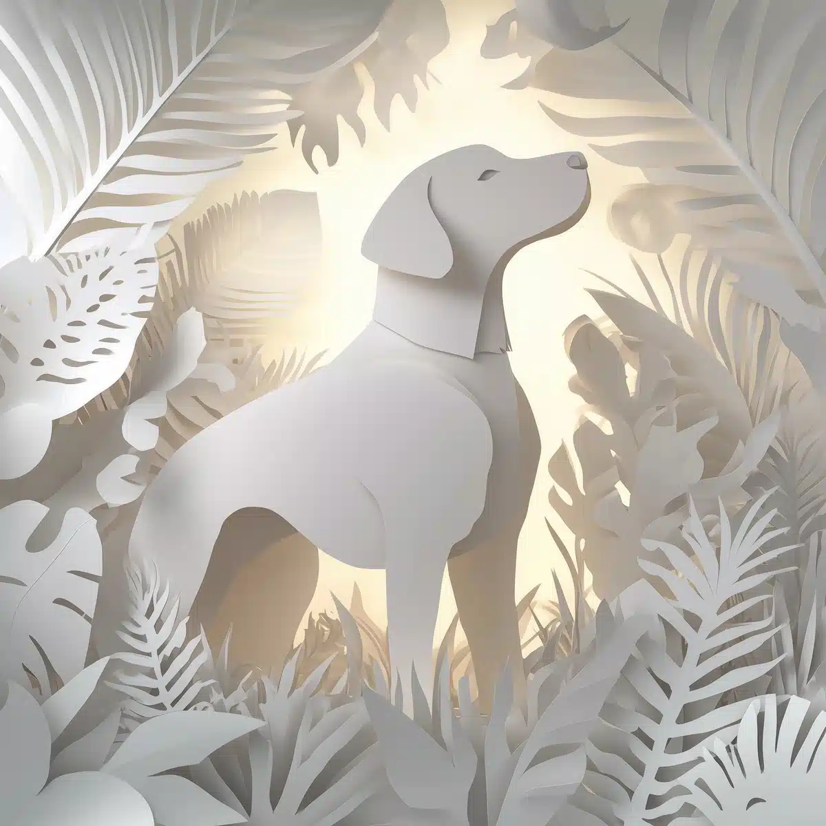 Paper Cut White Dog