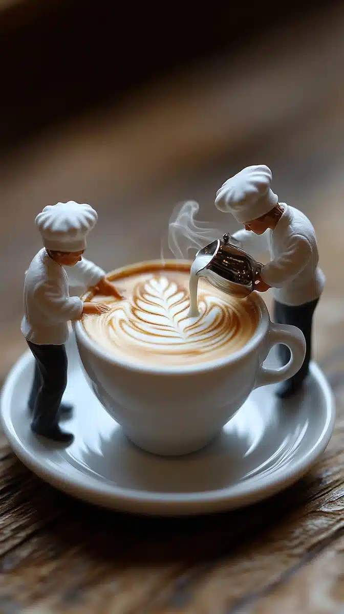 Miniature Baristas Crafting Latte Art