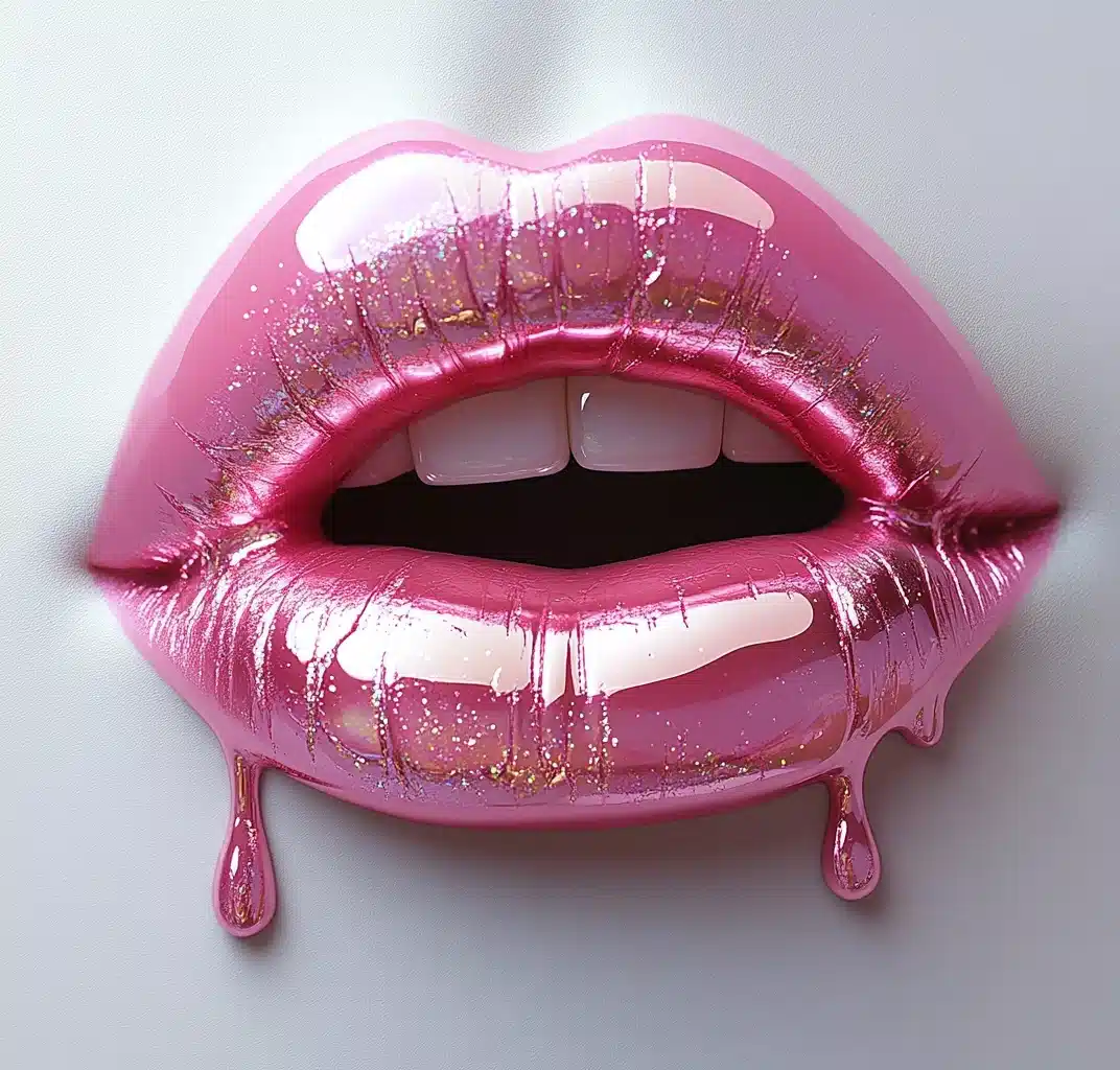 Metallic Pink Lips Dripping