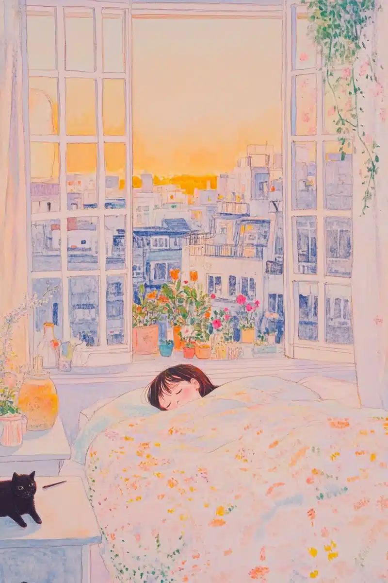 Cozy Dreamy Bedroom Illustration
